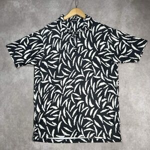 Bad Birdie Golf Polo Shirt Mens Large Black White Abstract Print Short Sleeve